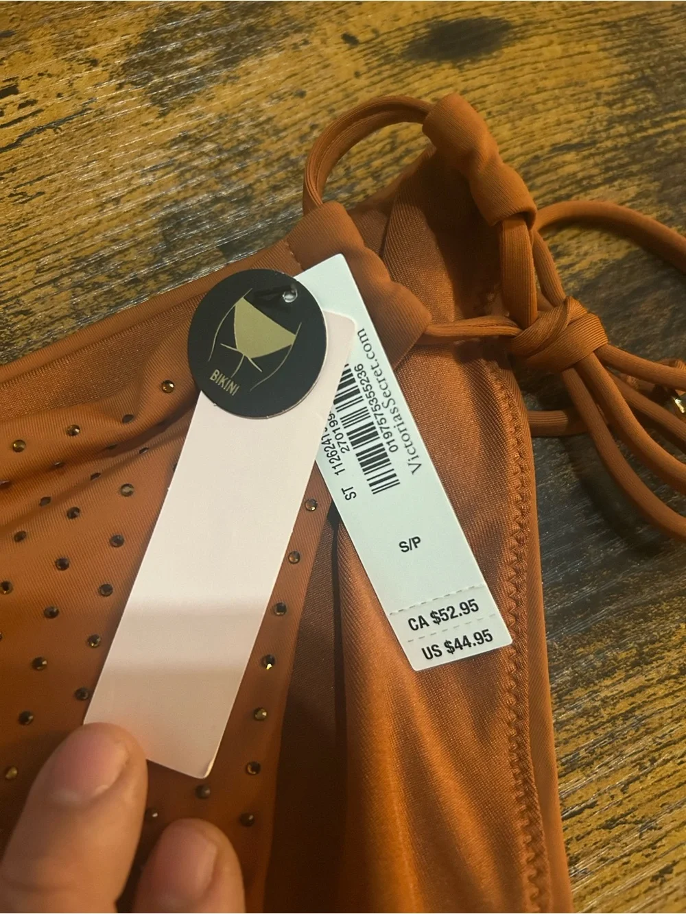 Victoria's Secret Rust Orange Studded Tie-Side Bikini Bottom SMALL